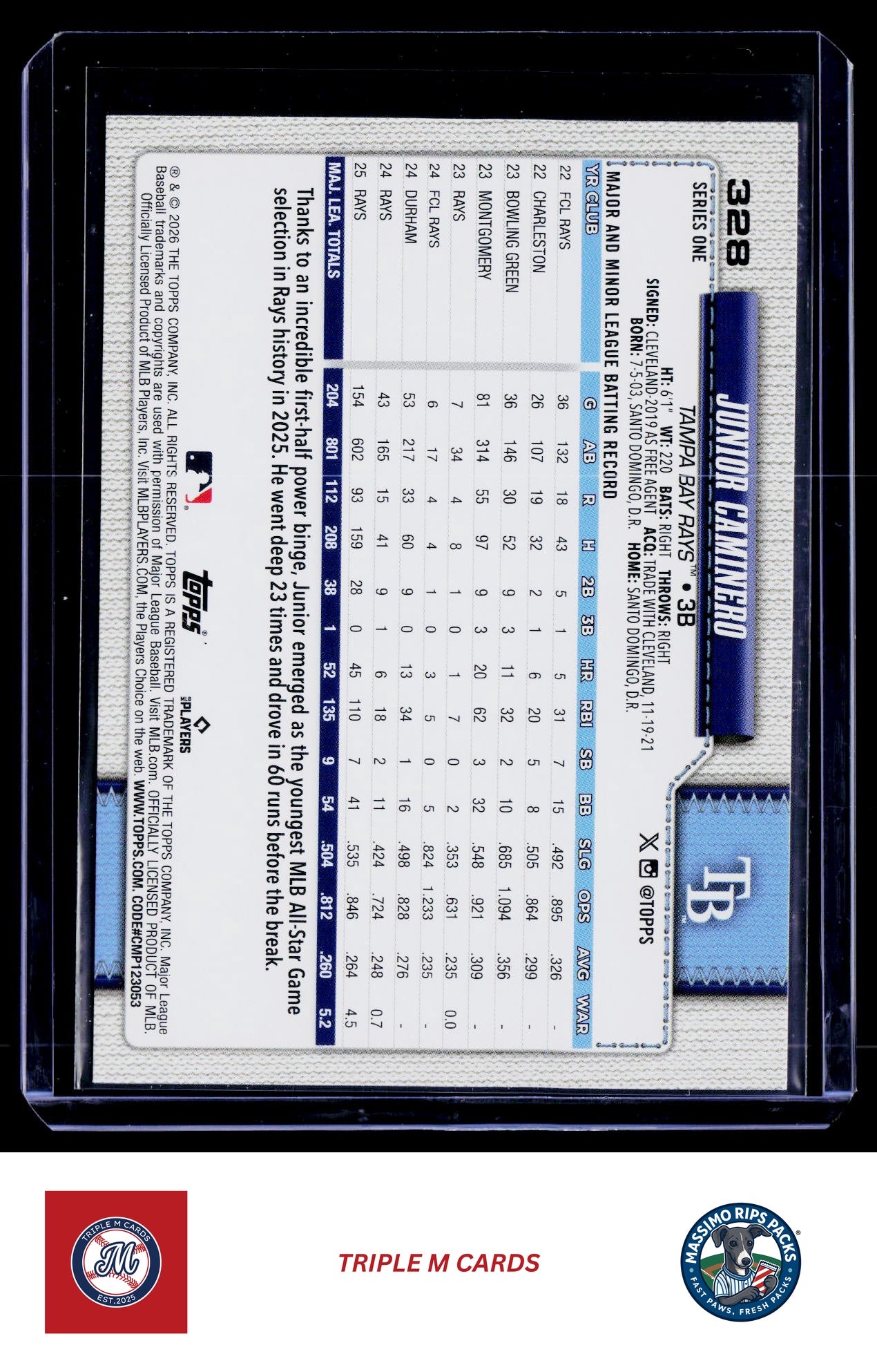 2026 Topps #328 Junior Caminero