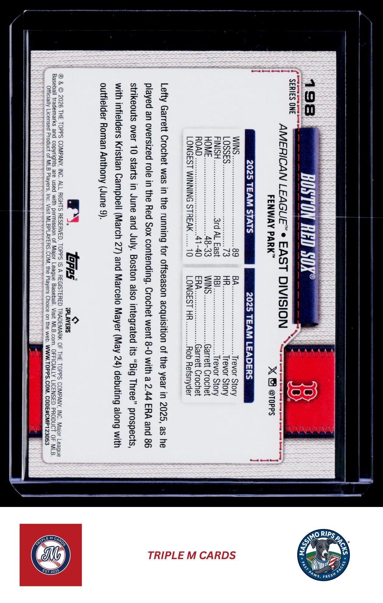 2026 Topps #198 Boston Red Sox