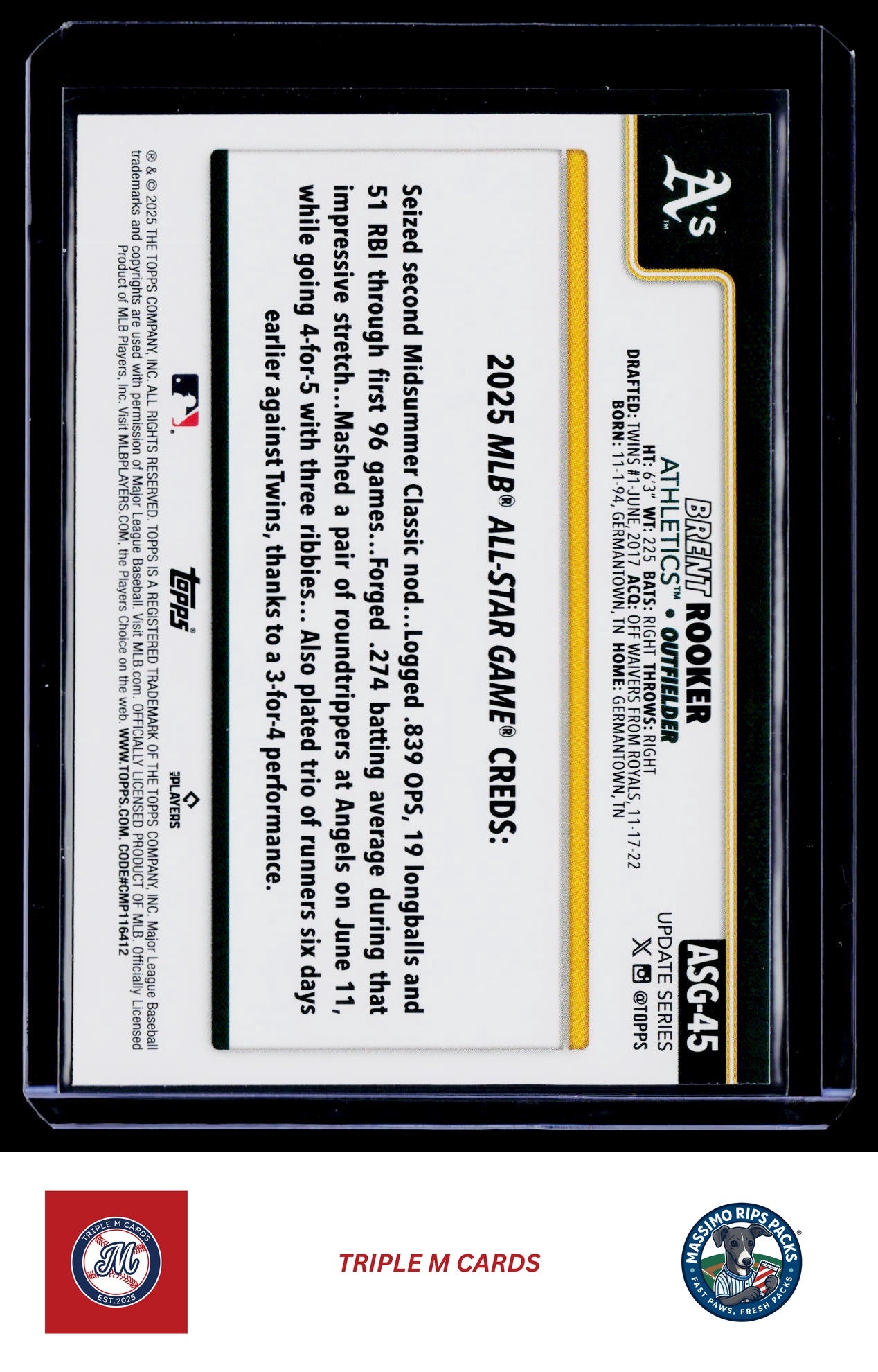 2025 Topps Chrome Update #ASGC-29 Brent Rooker 2025 All-Star Game