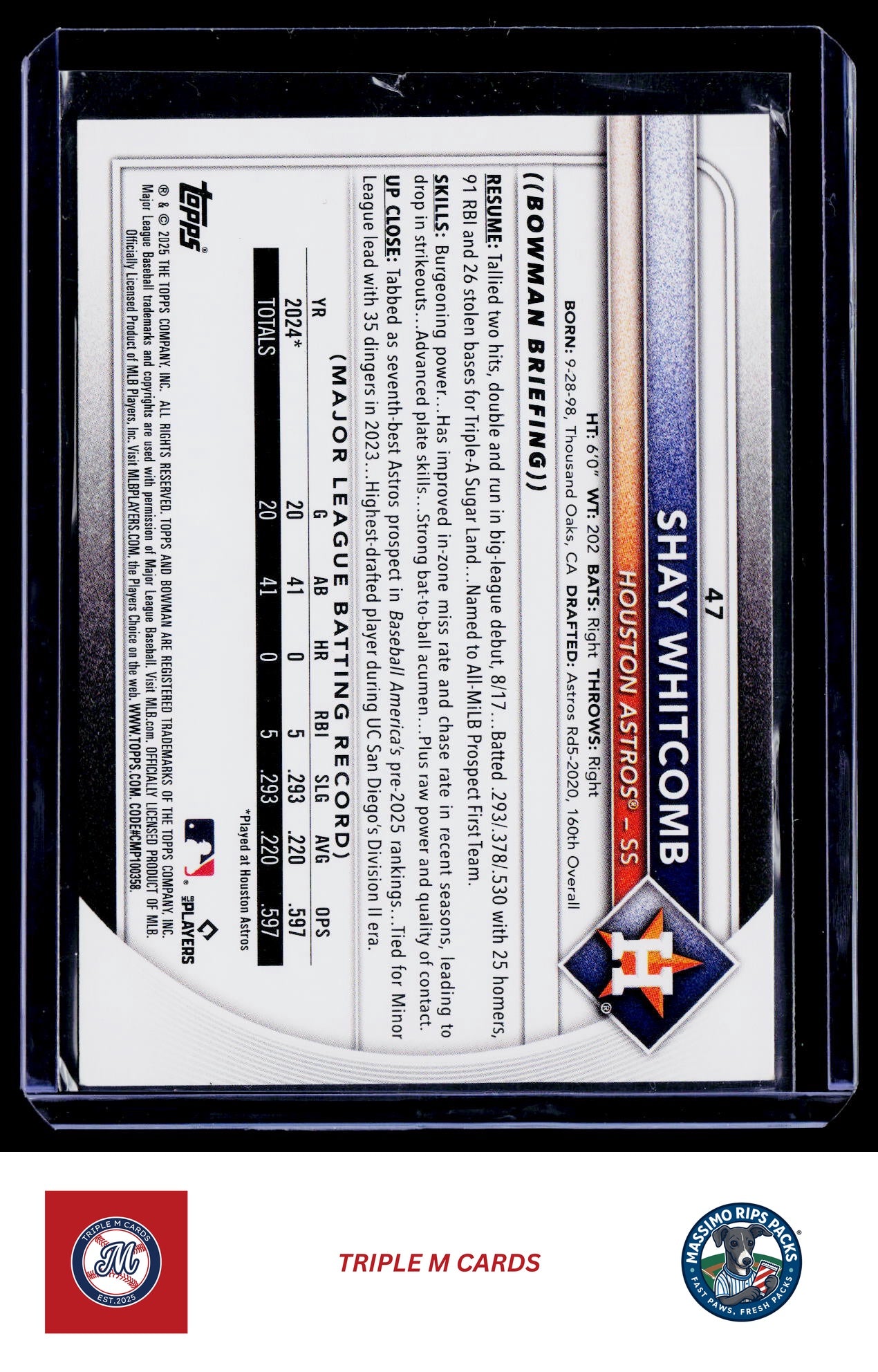 2025 Bowman #47 Shay Whitcomb