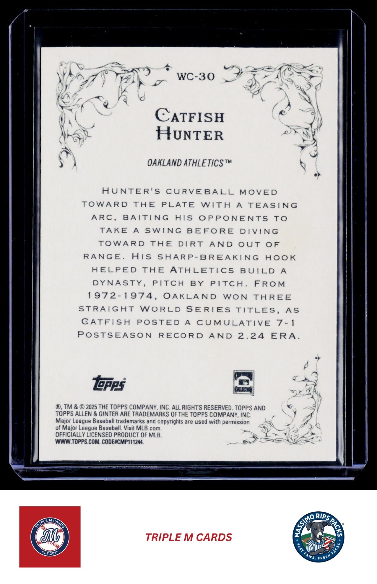 2025 Topps Allen & Ginter #WC-30 Catfish Hunter Wicked Curves