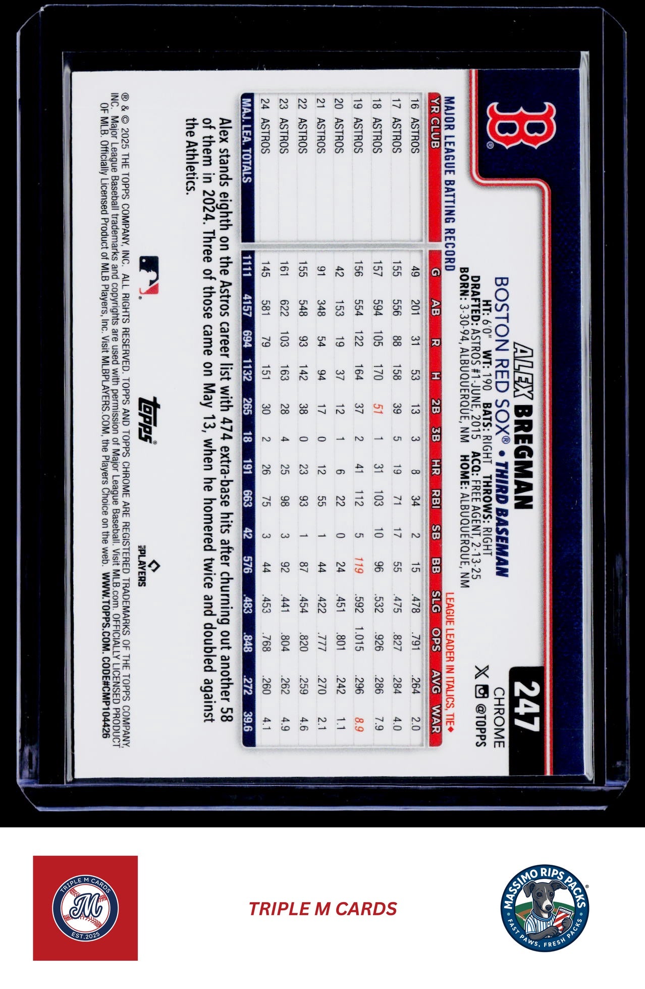 2025 Topps Chrome #247 Alex Bregman RayWave Refractors