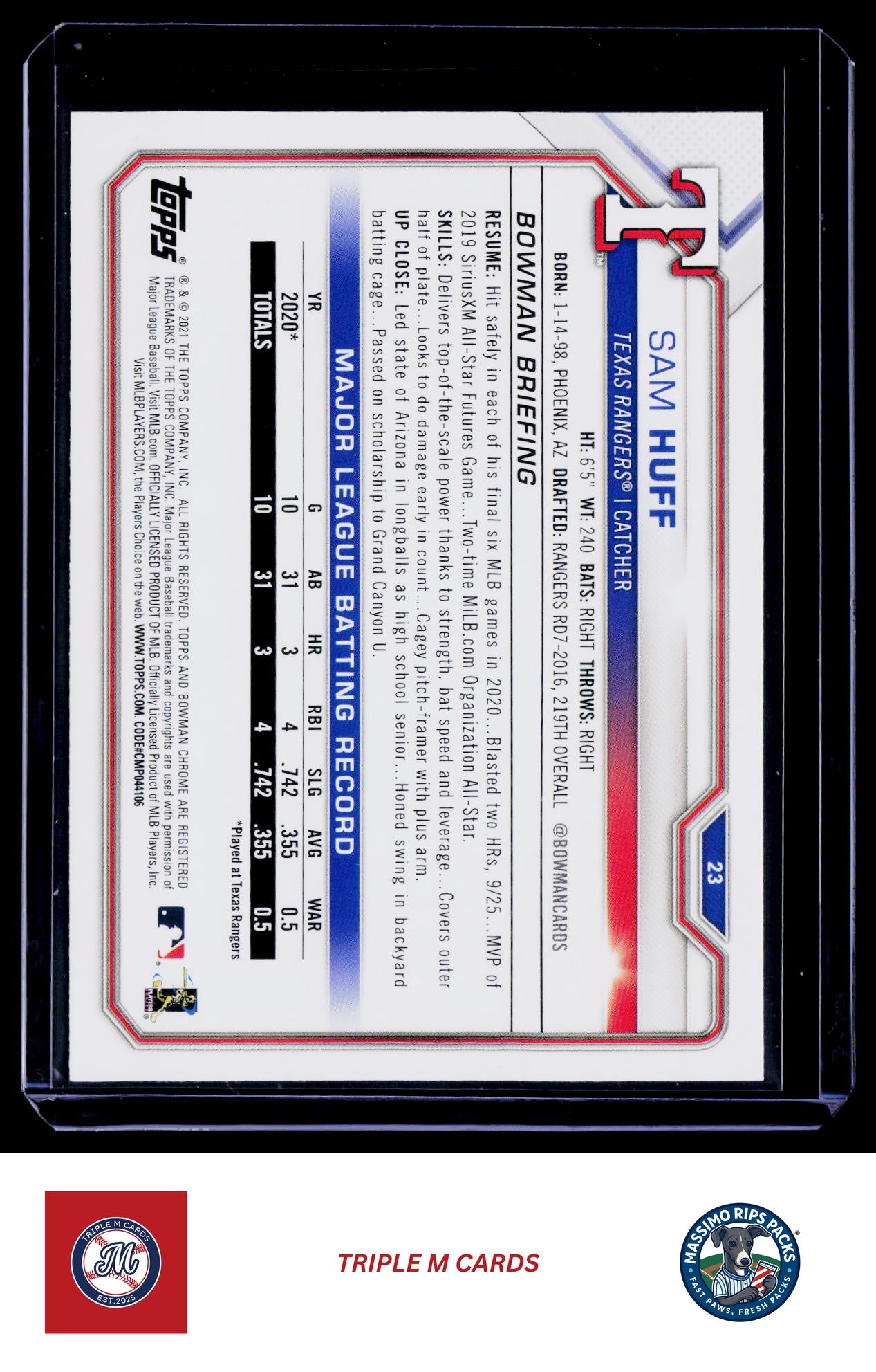 2021 Bowman #23 Sam Huff