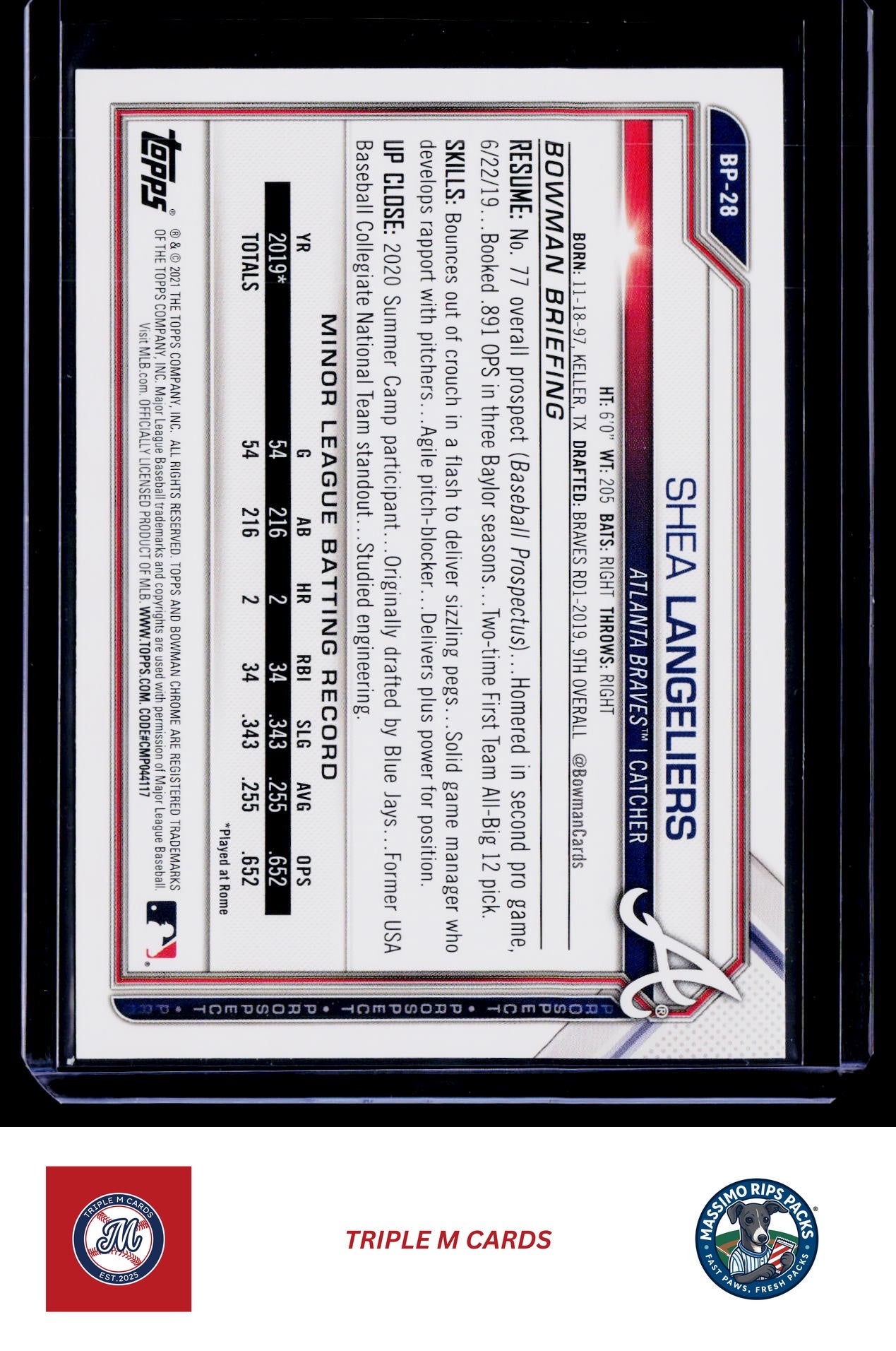 2021 Bowman #BP-28 Shea Langeliers Prospects