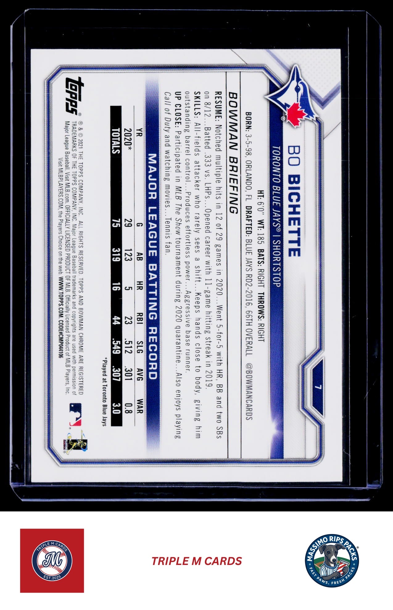 2021 Bowman #7 Bo Bichette