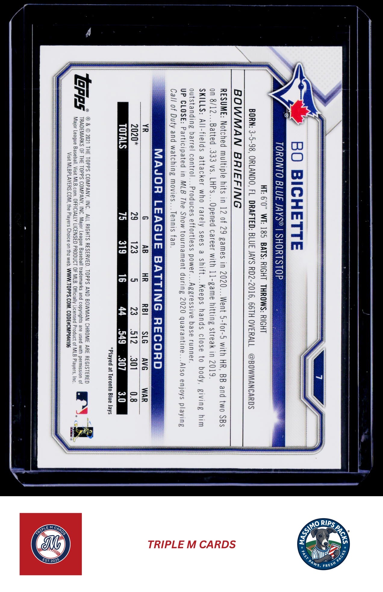2021 Bowman #7 Bo Bichette
