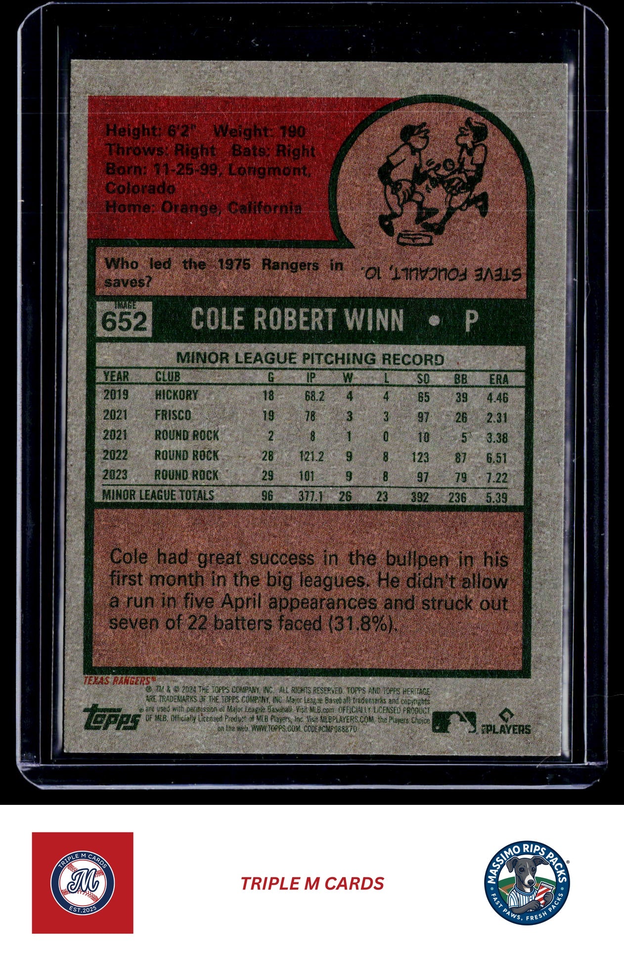 2024 Topps Heritage #652c Cole Winn