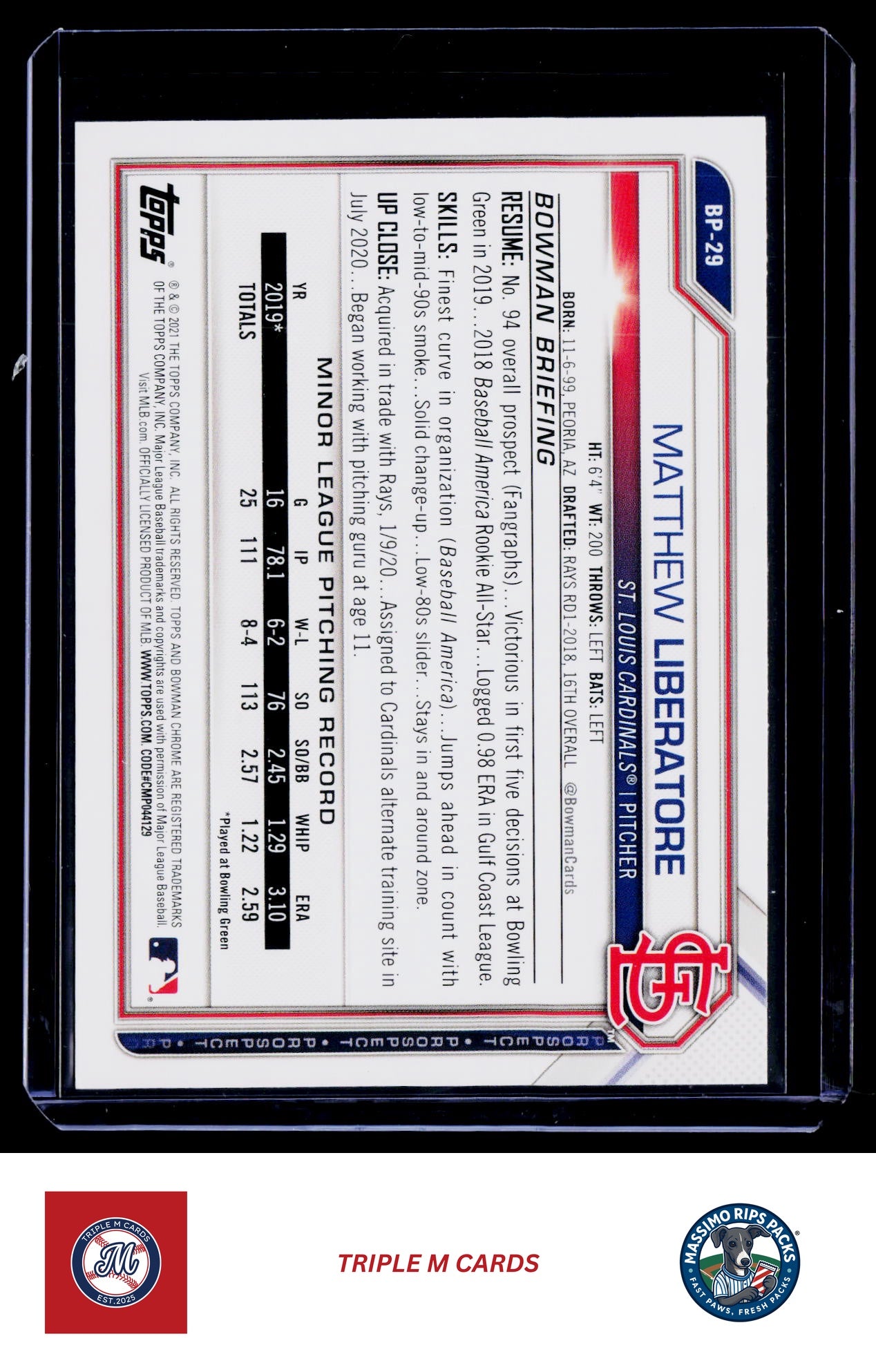 2021 Bowman #BP-29 Matthew Liberatore Prospects