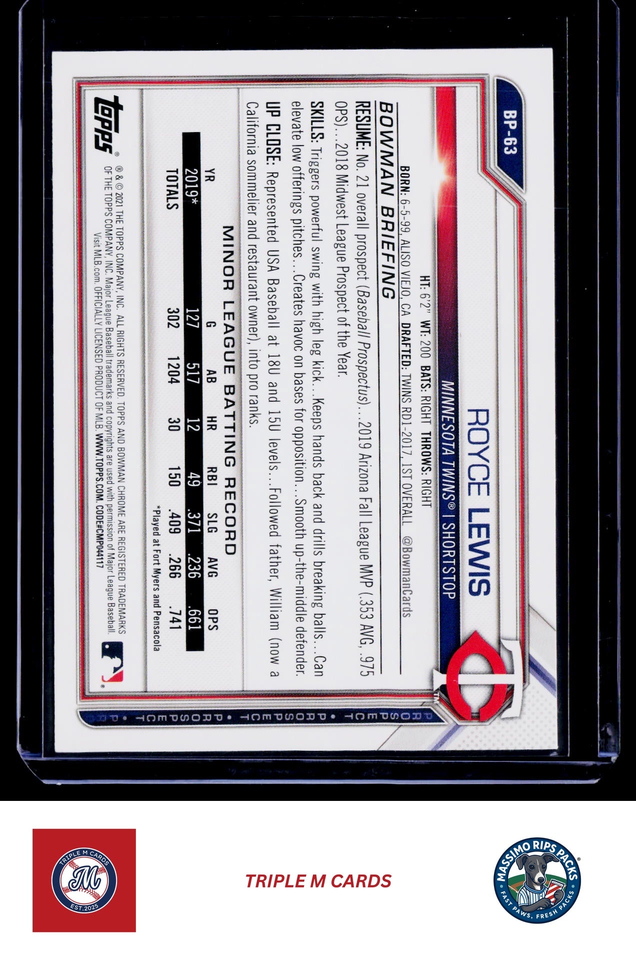 2021 Bowman #BP-63 Royce Lewis Prospects
