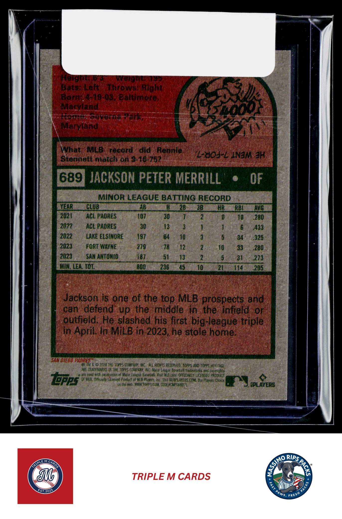 2024 Topps Heritage #689d Jackson Merrill