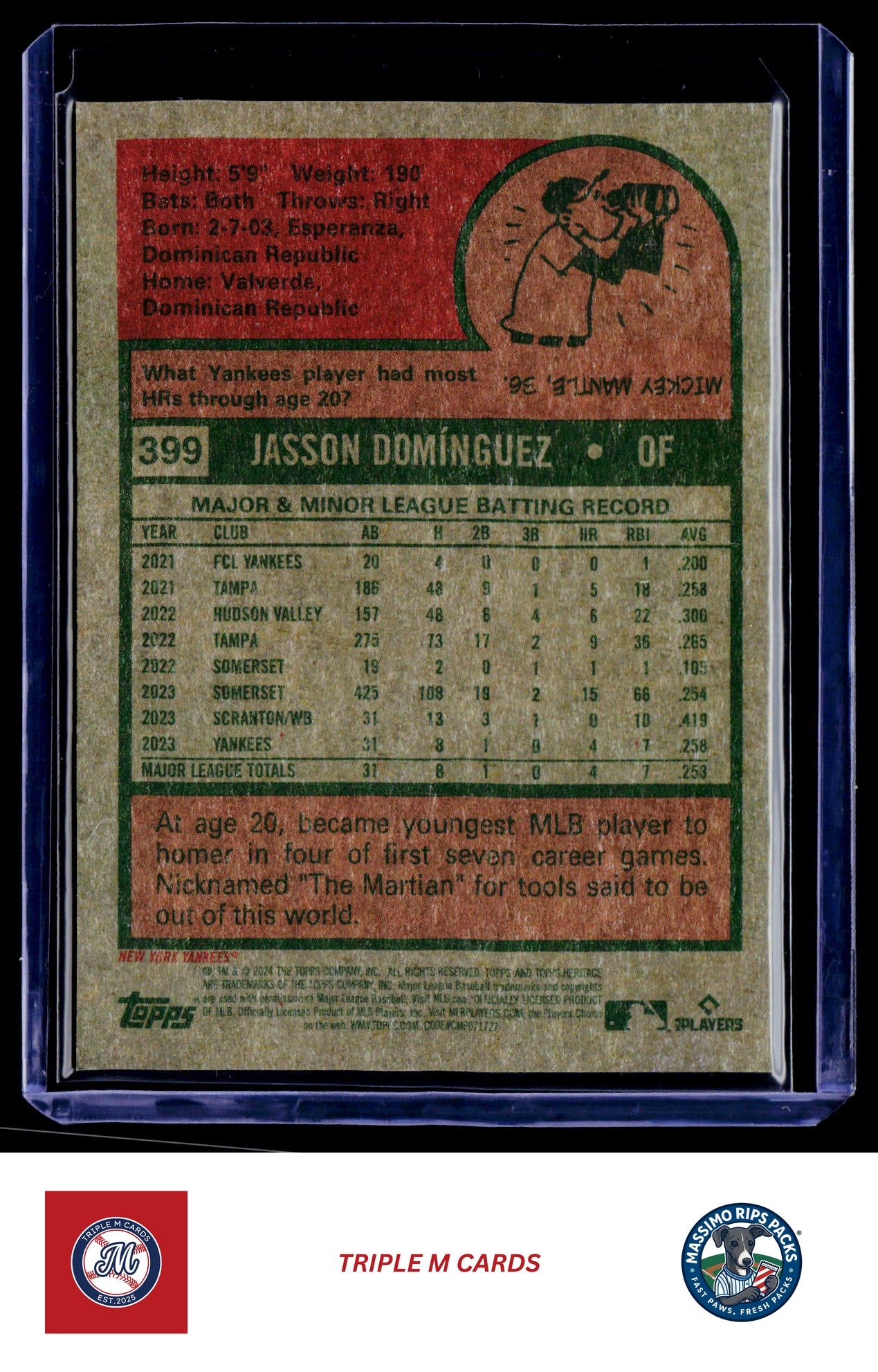 2024 Topps Heritage #399 Jasson Domínguez Chrome Silver Refractor #/375