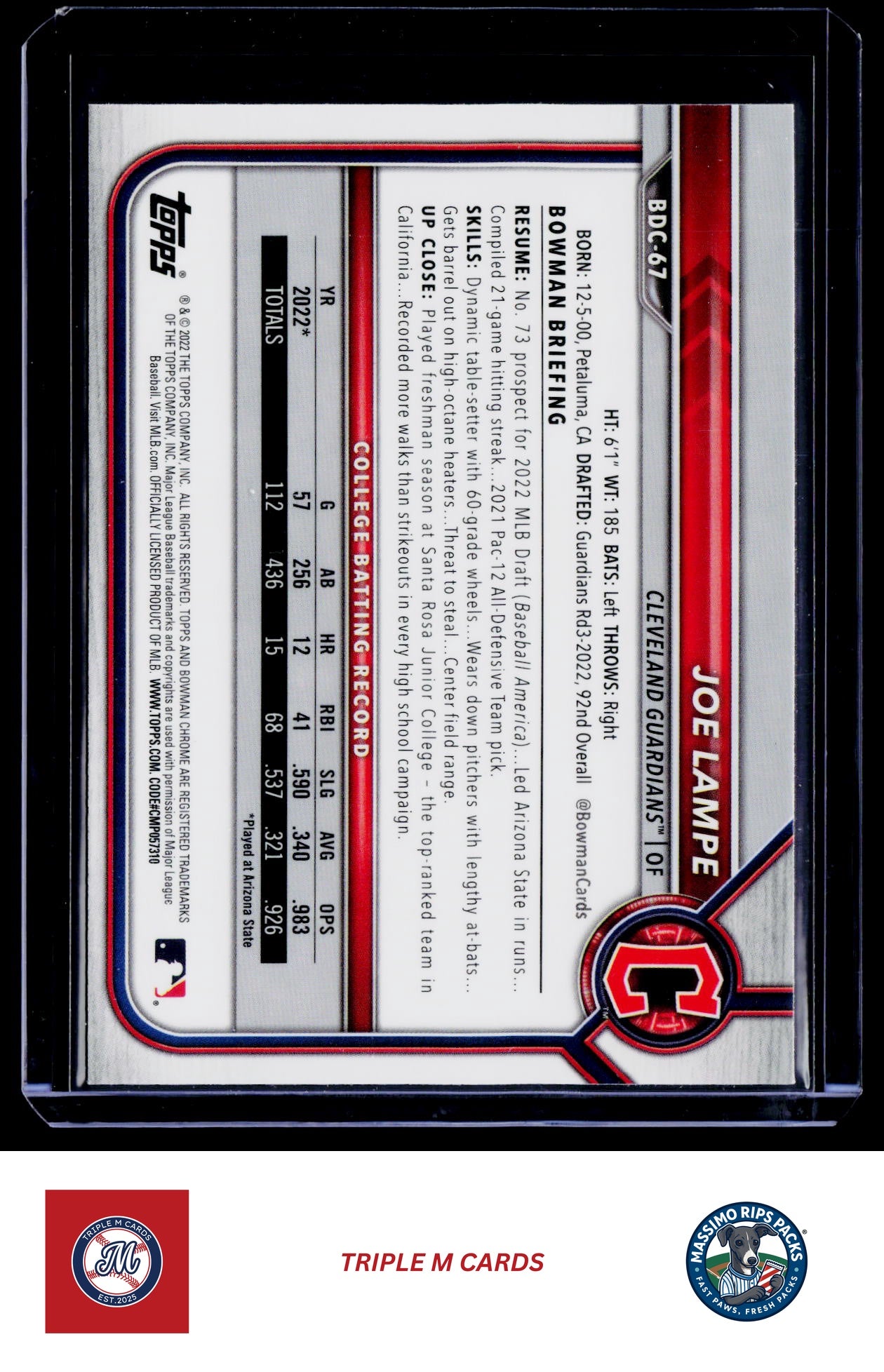 2022 Bowman Draft #BDC-67 Joe Lampe Chrome