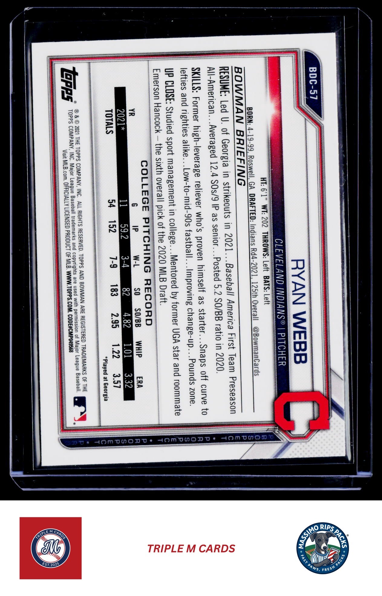 2021 Bowman Draft #BDC-57 Ryan Webb Chrome