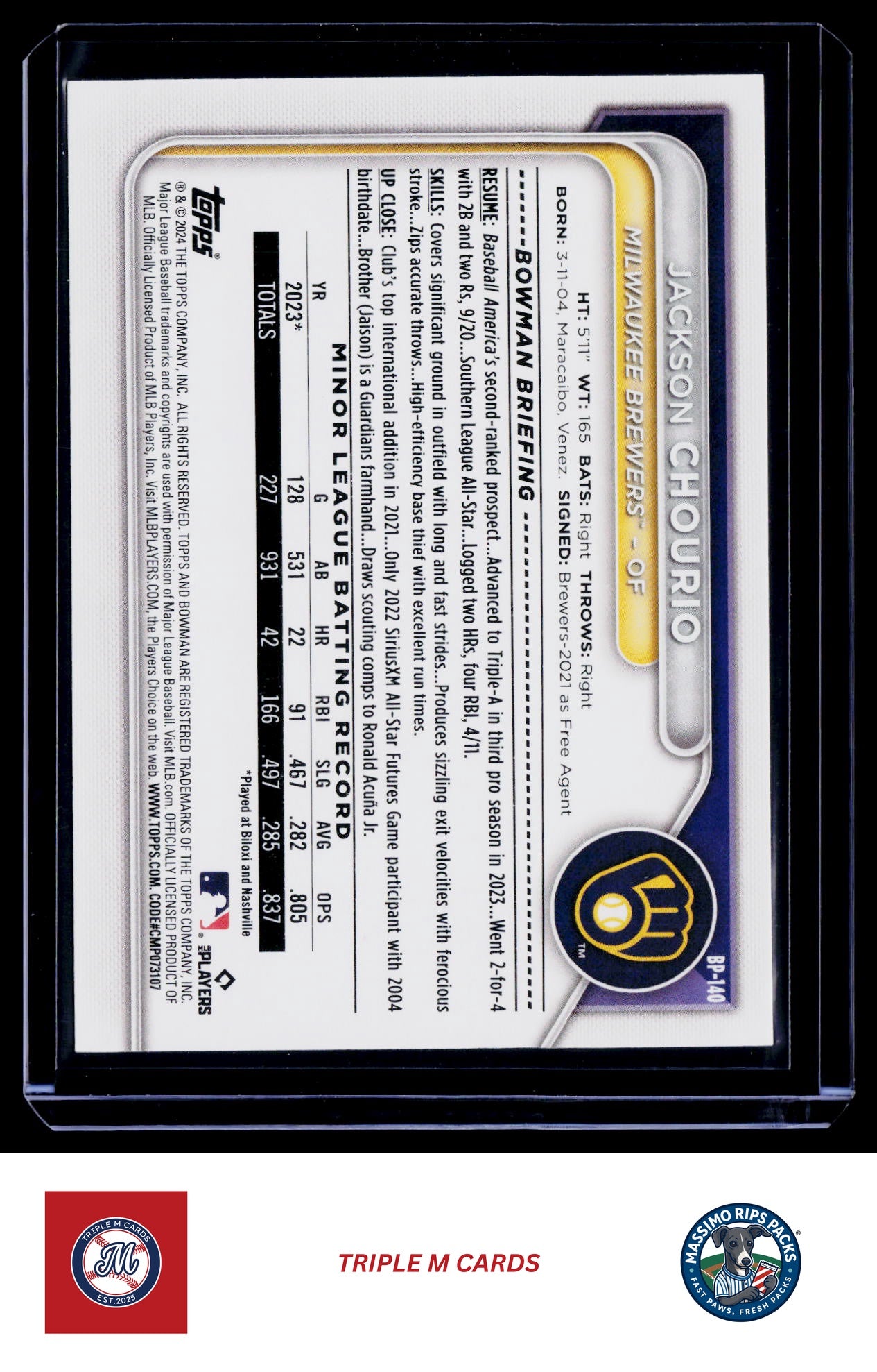 2024 Bowman #BP-140 Jackson Chourio Prospects
