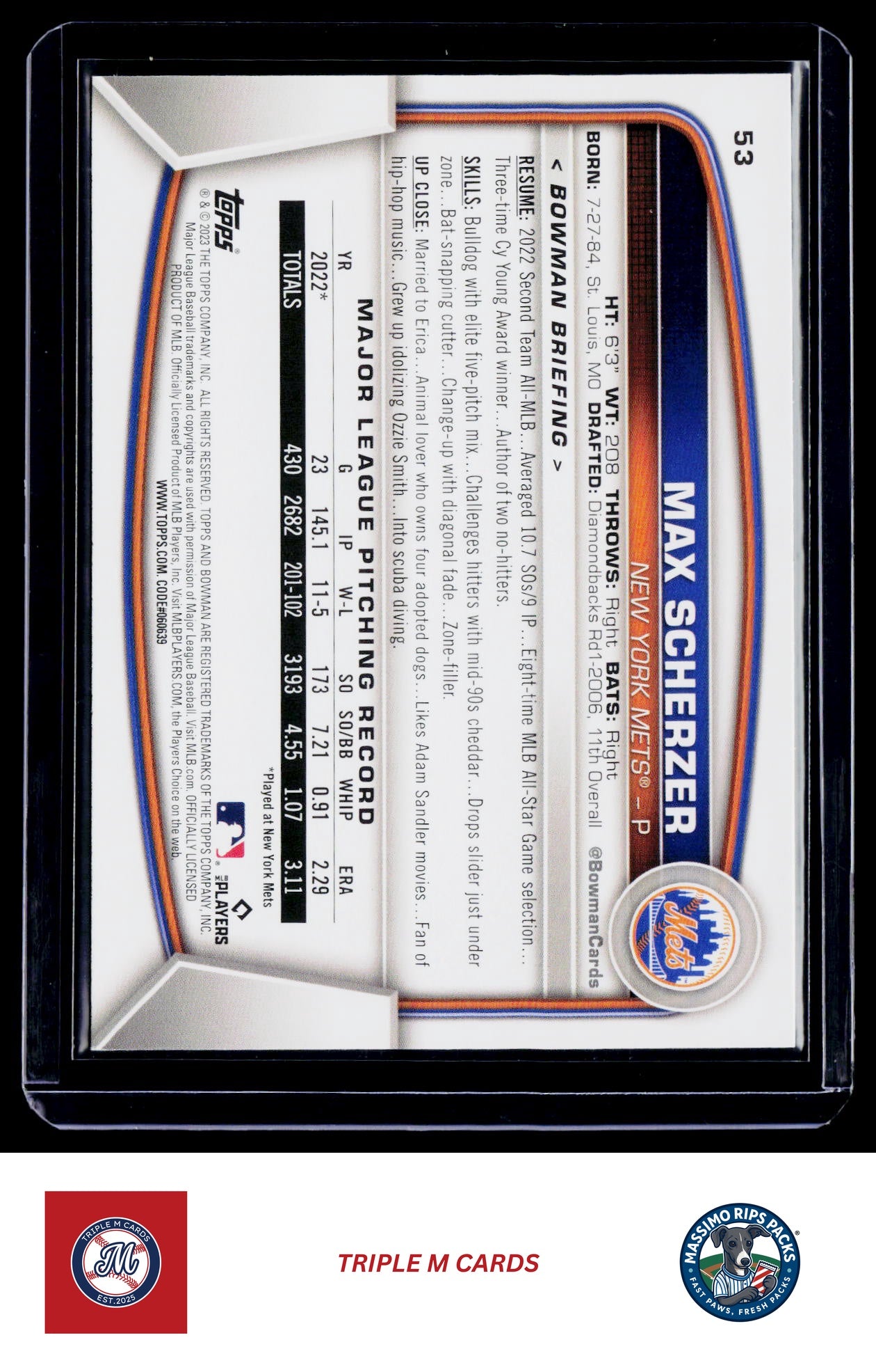 2023 Bowman #53 Max Scherzer