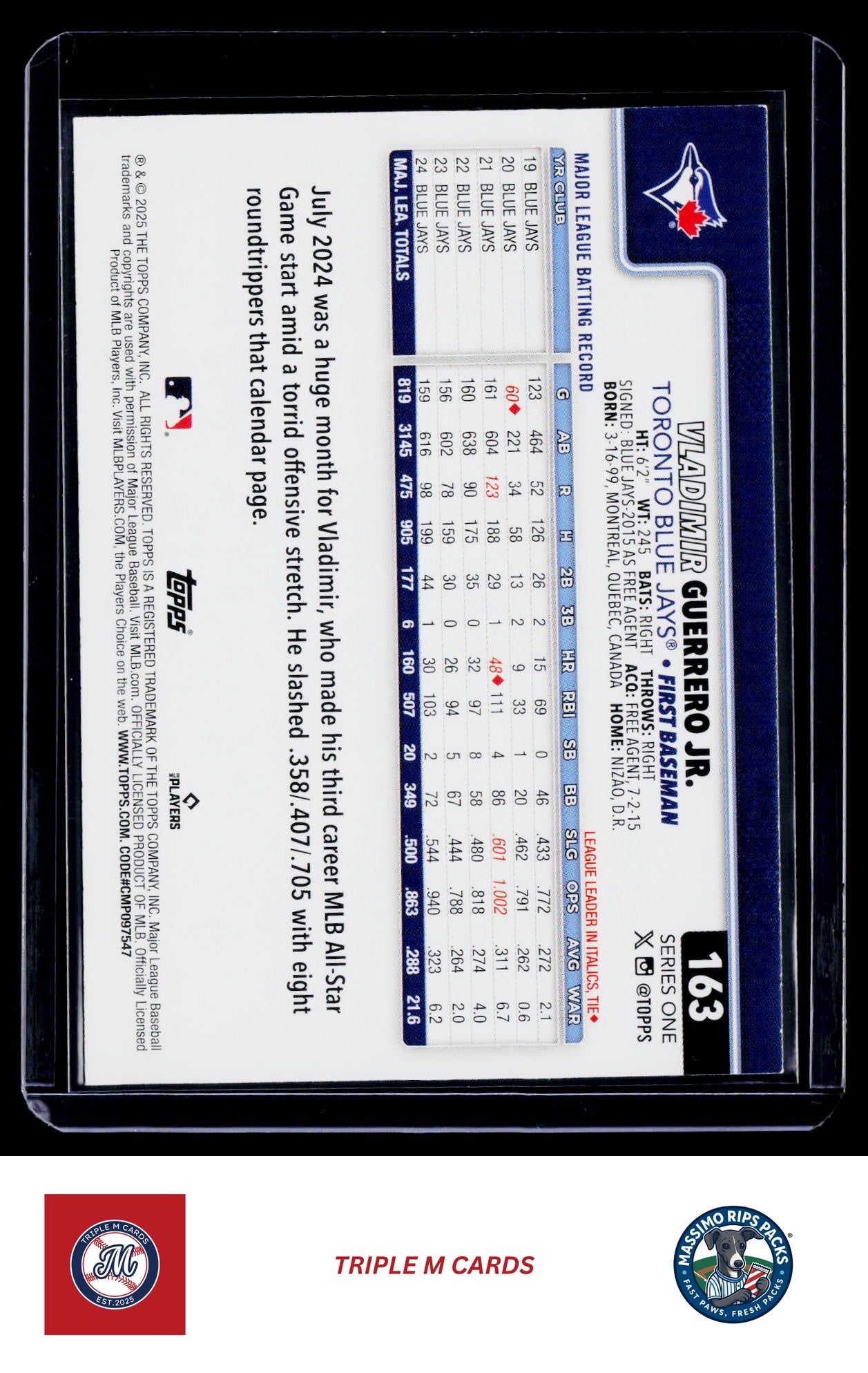 2025 Topps #163 Vladimir Guerrero Jr.