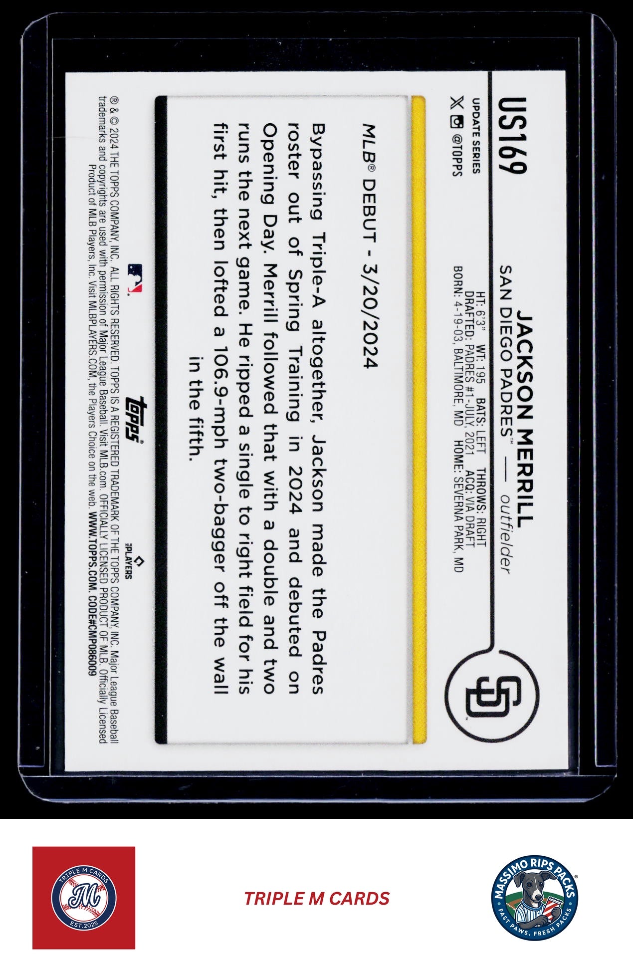 2024 Topps Update #US169 Jackson Merrill
