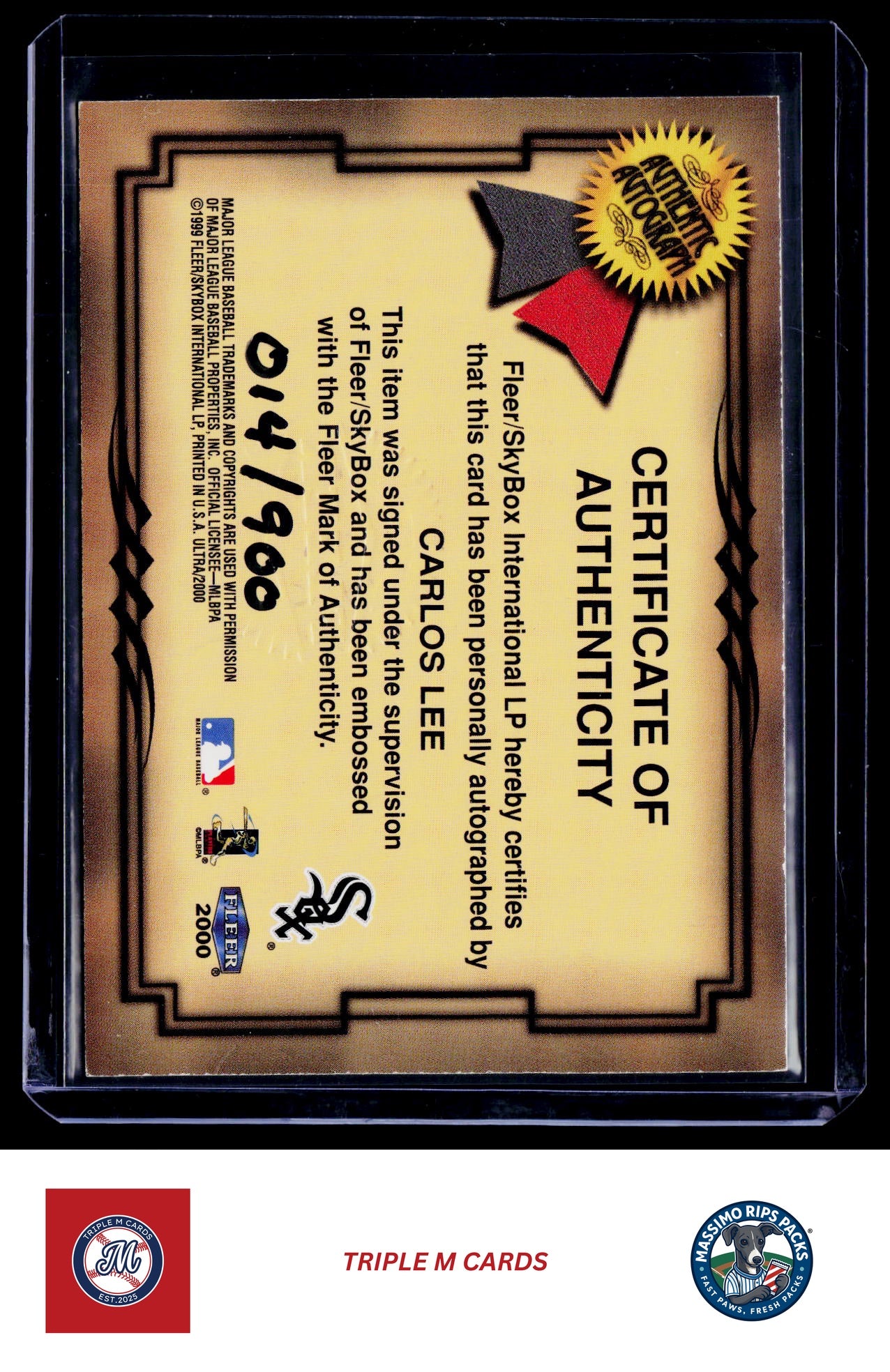 2000 Ultra #NNO Carlos Lee Fresh Ink #/900