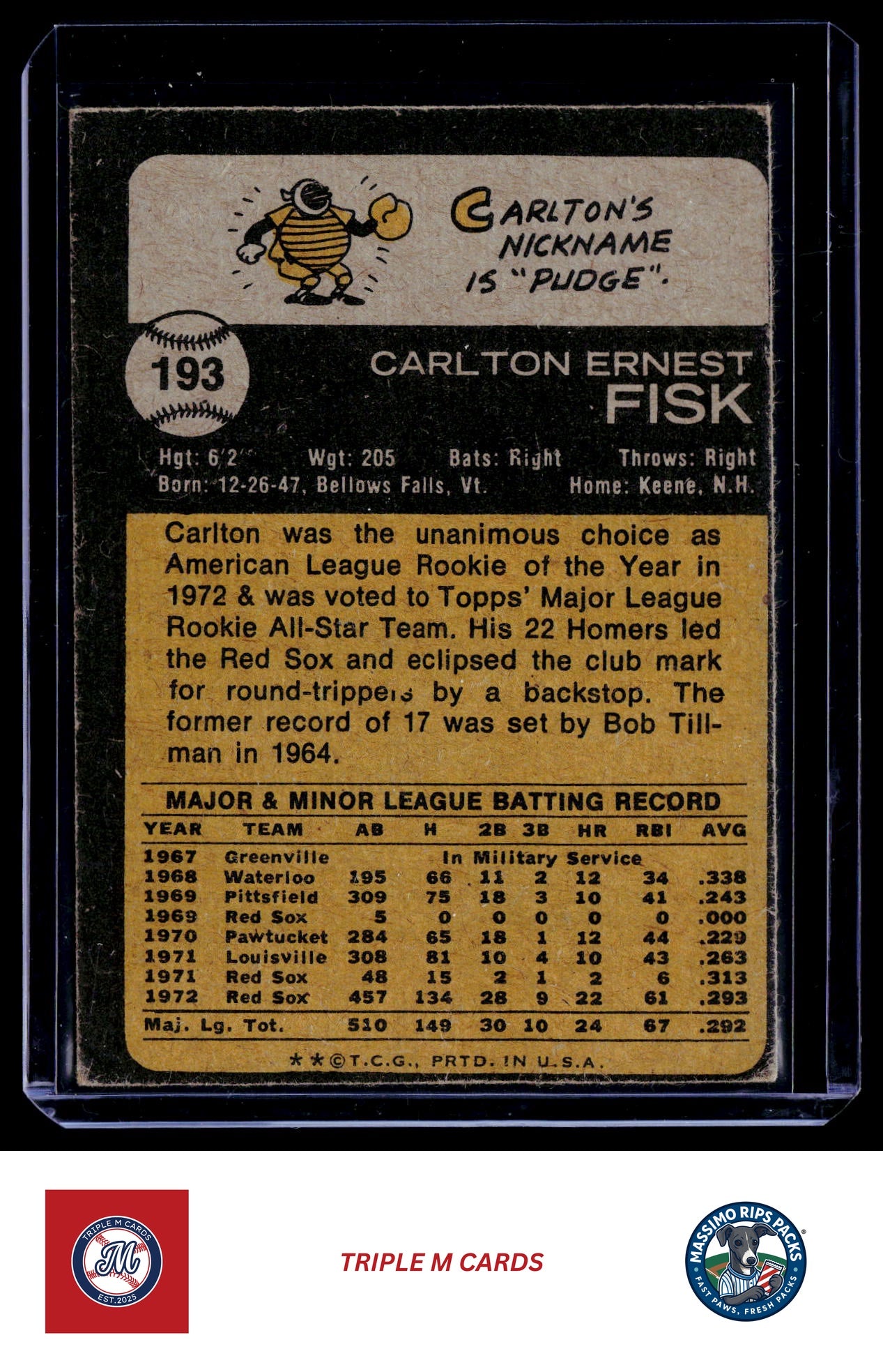 1973 Topps #193 Carlton Fisk