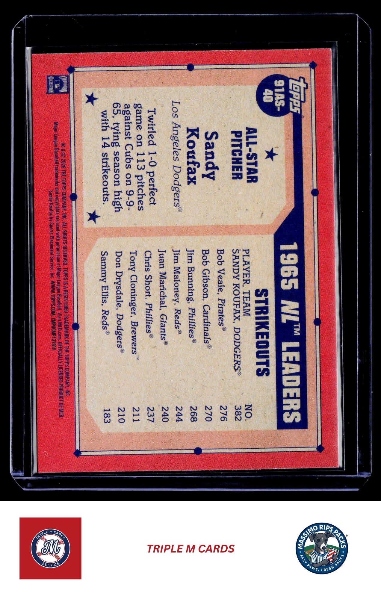 2026 Topps #91AS-40 Sandy Koufax