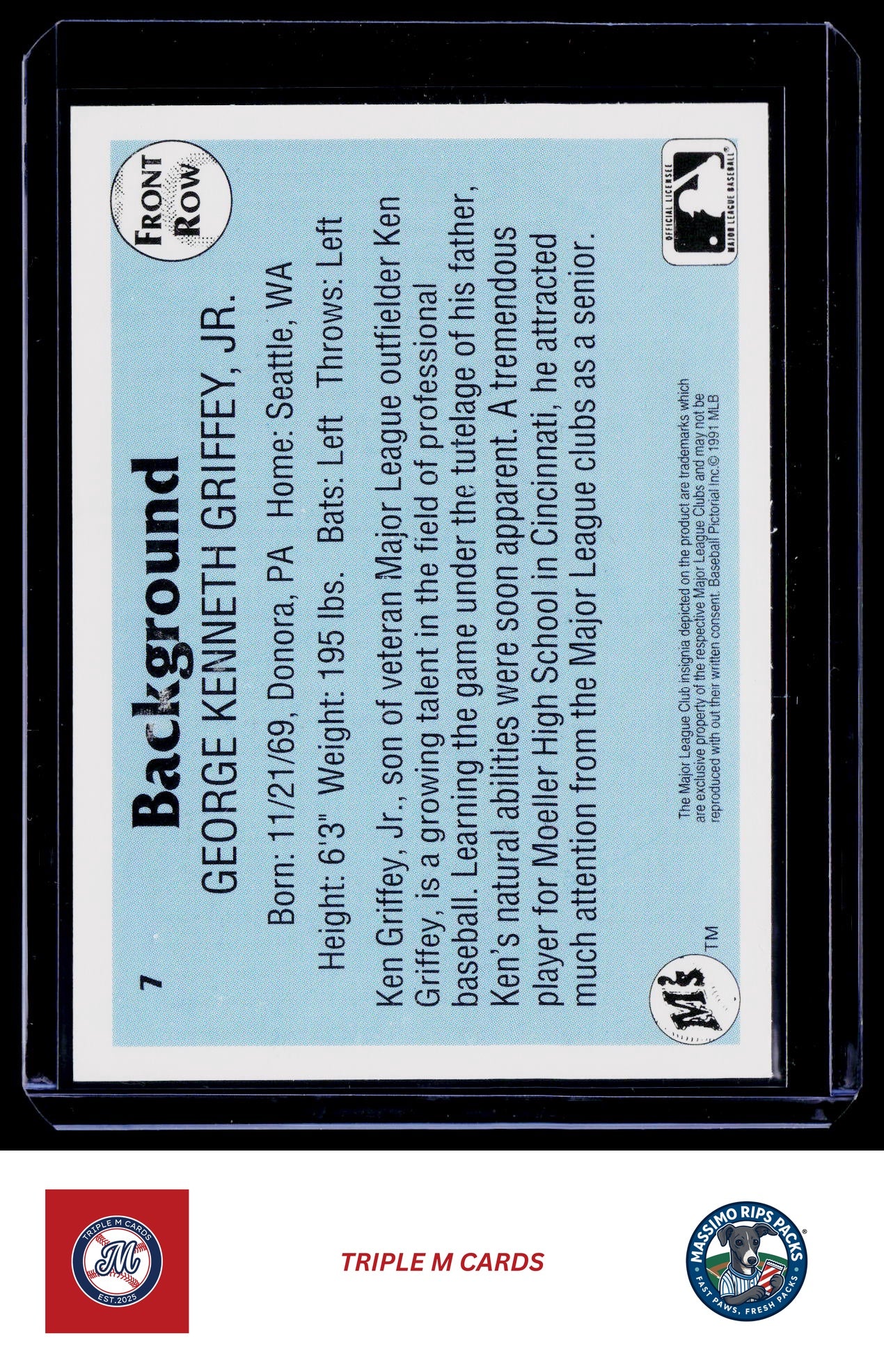 1991 Front Row Ken Griffey Jr. #7 Ken Griffey Jr. Charter Member