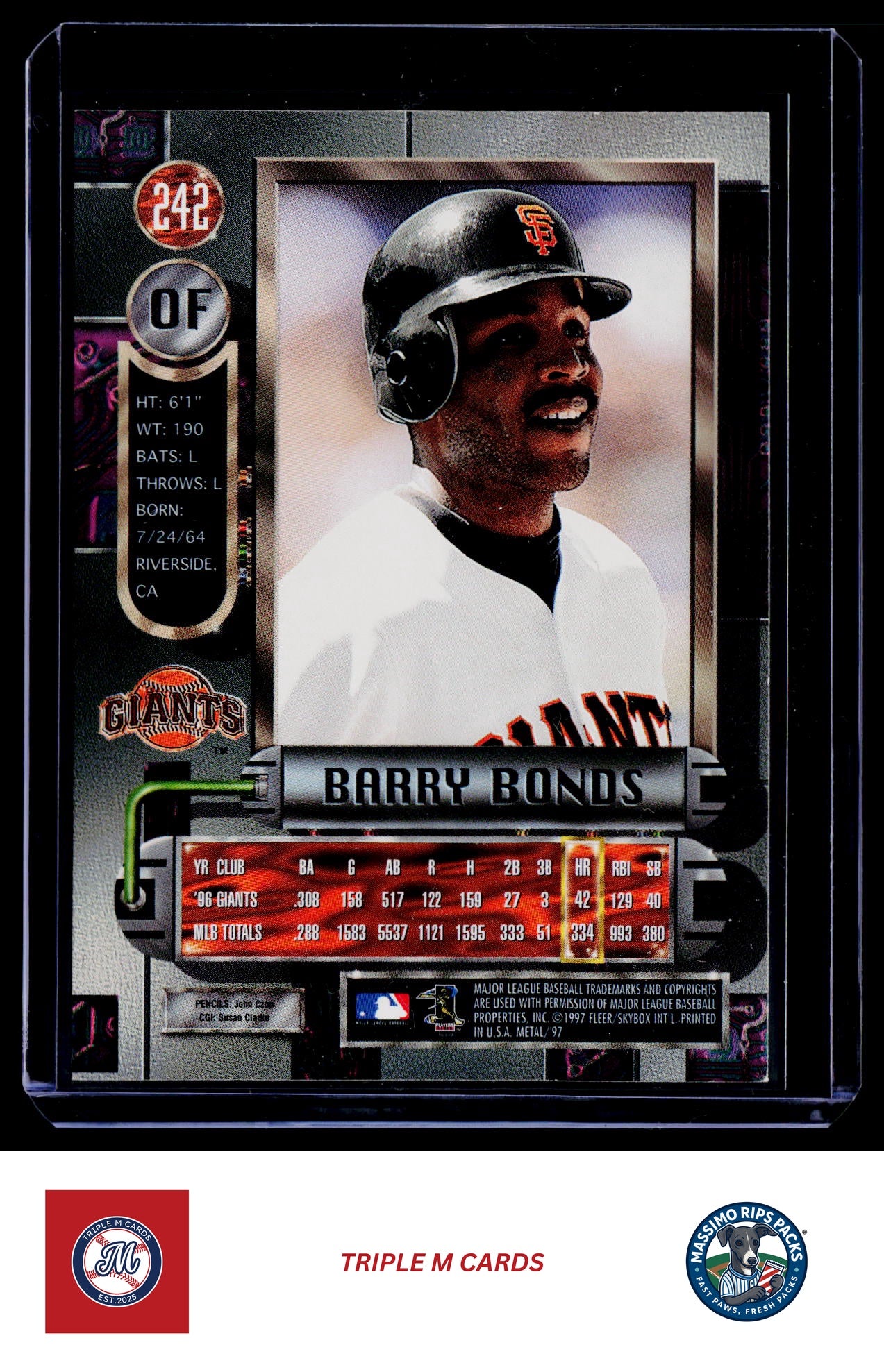 1997 Metal Universe #242 Barry Bonds