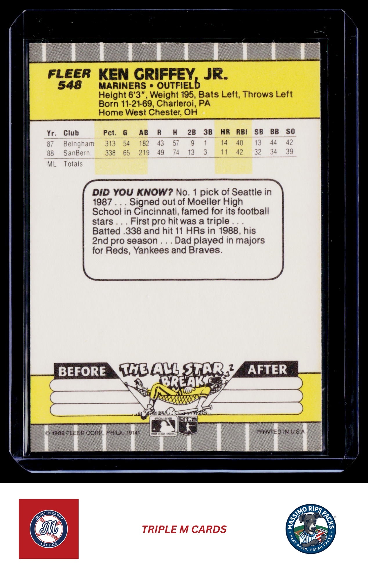 1989 Fleer #548 Ken Griffey Jr.