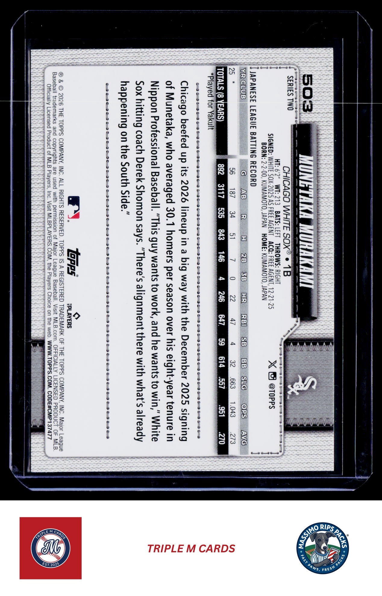 2026 Topps #503 Munetaka Murakami