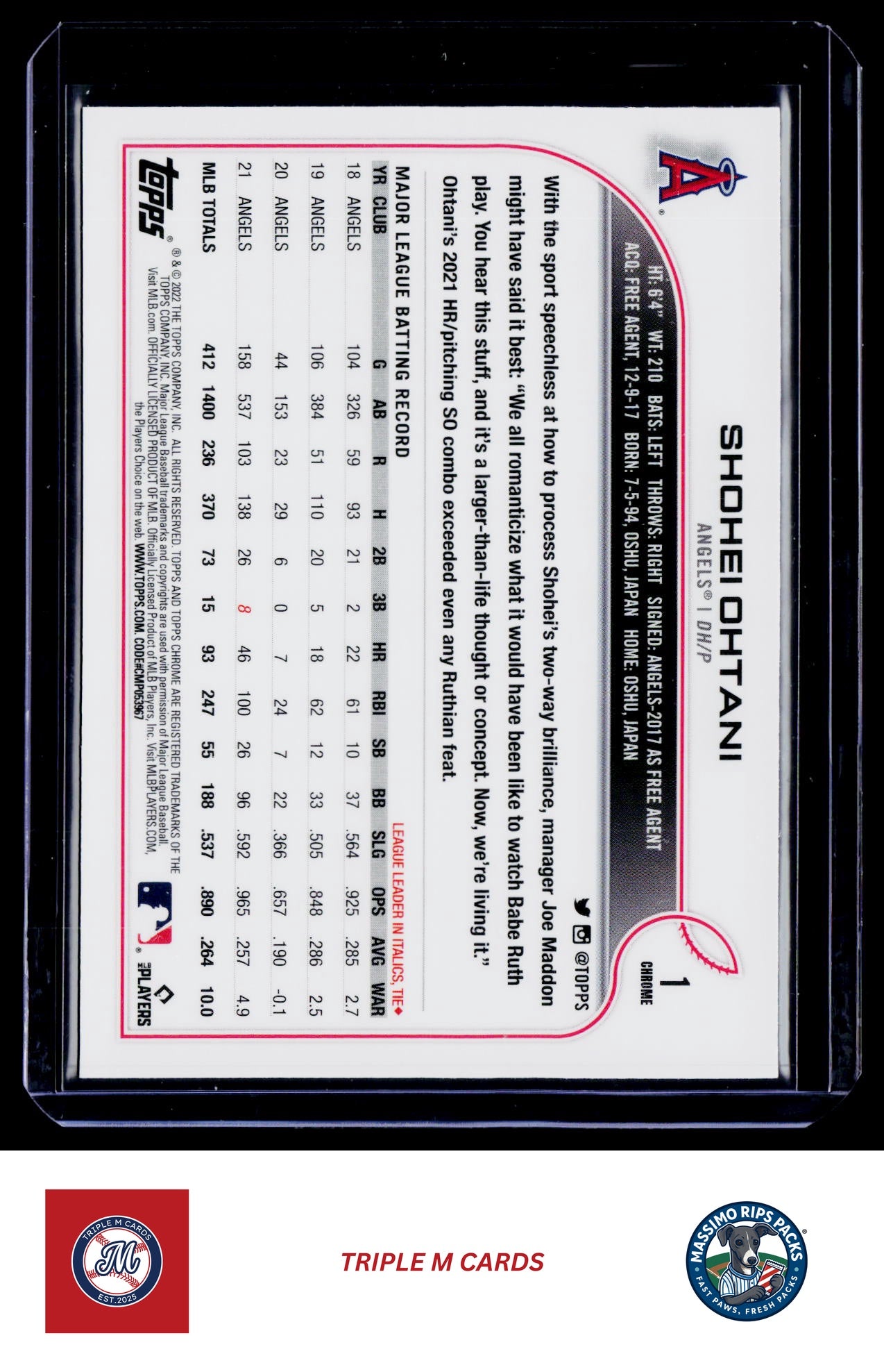 2022 Topps Chrome #1 Shohei Ohtani