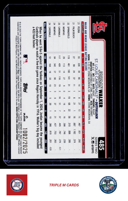 2025 Topps #485 Jordan Walker Gold #/2025