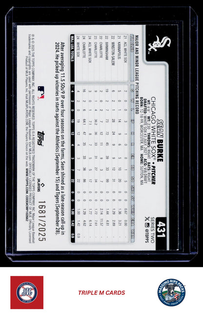 2025 Topps #431 Sean Burke Gold #/2025