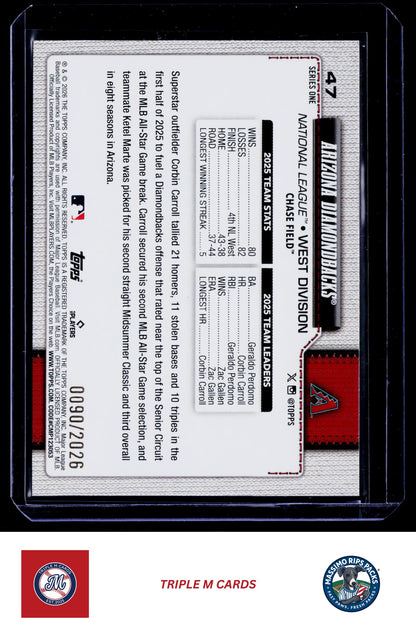 2026 Topps #47 Arizona Diamondbacks Gold #/2026