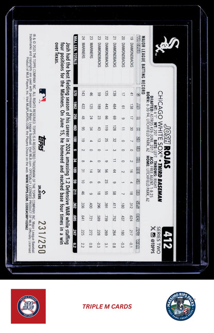 2025 Topps #412 Josh Rojas Purple Holo Foil #/250