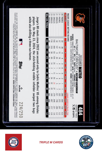 2025 Topps #484 Jorge Mateo Purple Holo Foil #/250