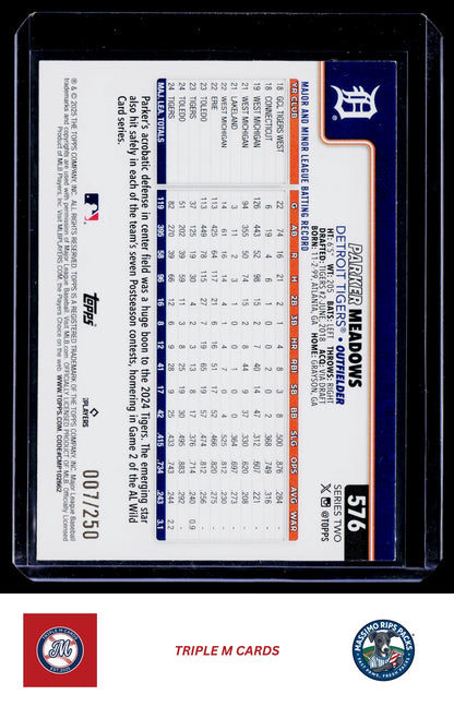 2025 Topps #576 Parker Meadows Purple Holo Foil #/250