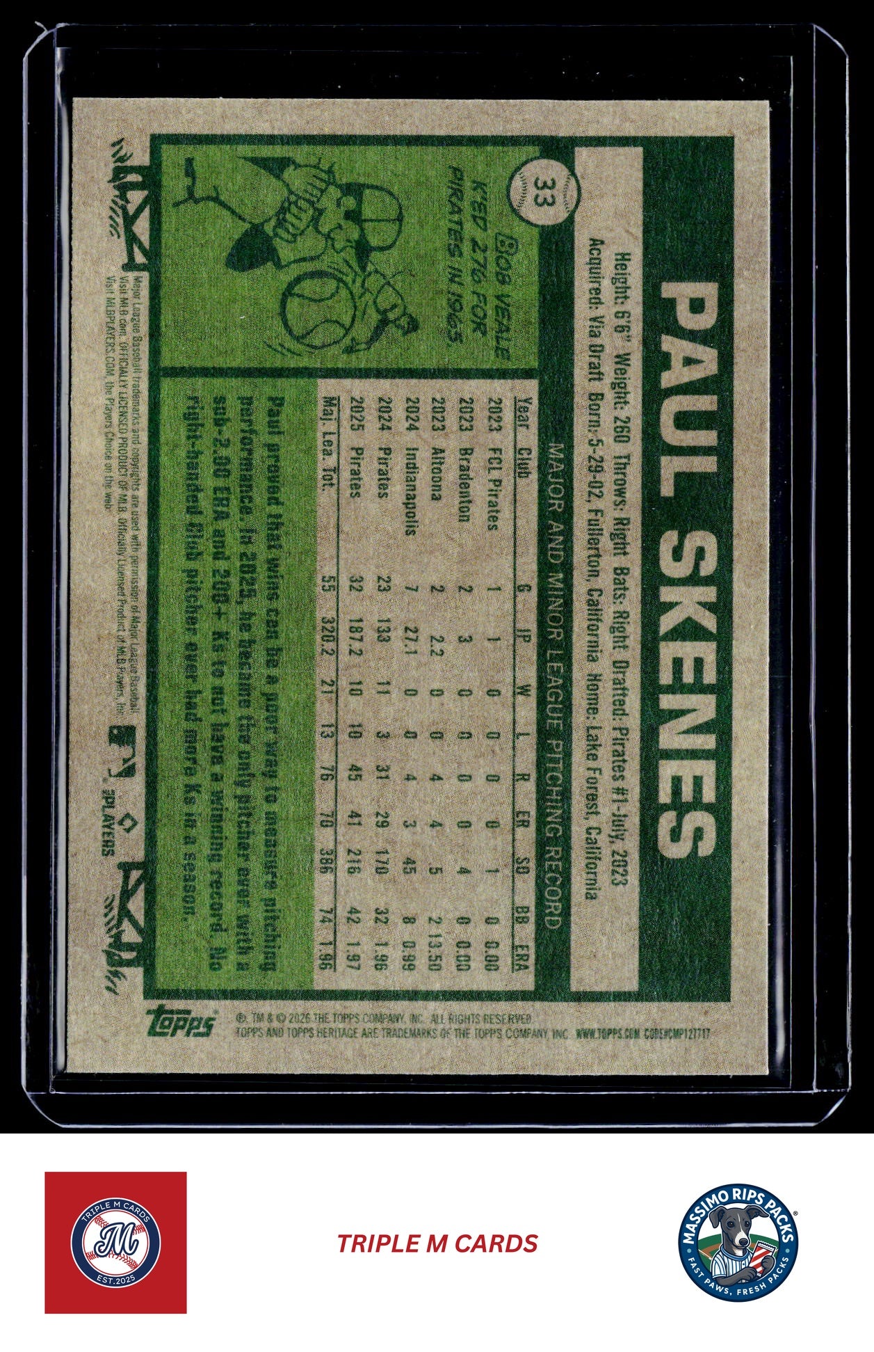 2026 Topps Heritage #33 Paul Skenes