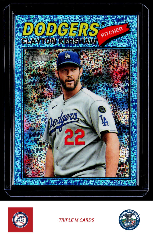 2026 Topps Heritage #190 Clayton Kershaw Chrome Light Blue Sparkle Refractors