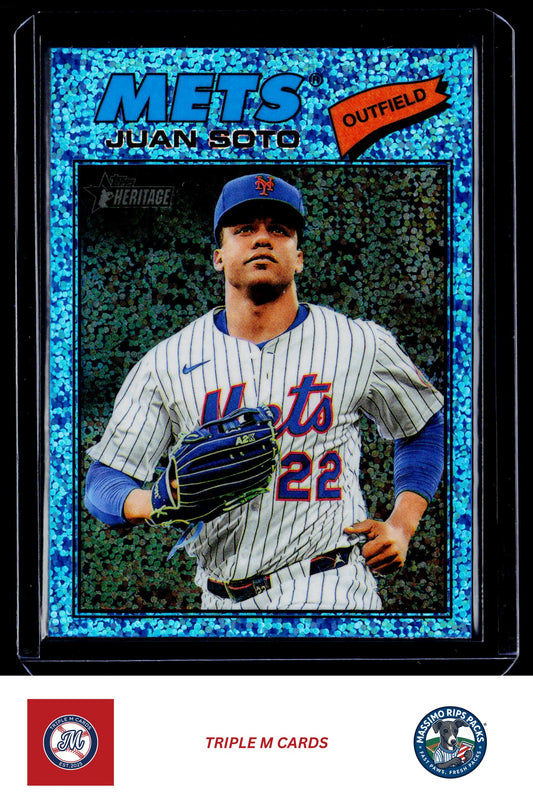 2026 Topps Heritage #306 Juan Soto Chrome Light Blue Sparkle Refractors