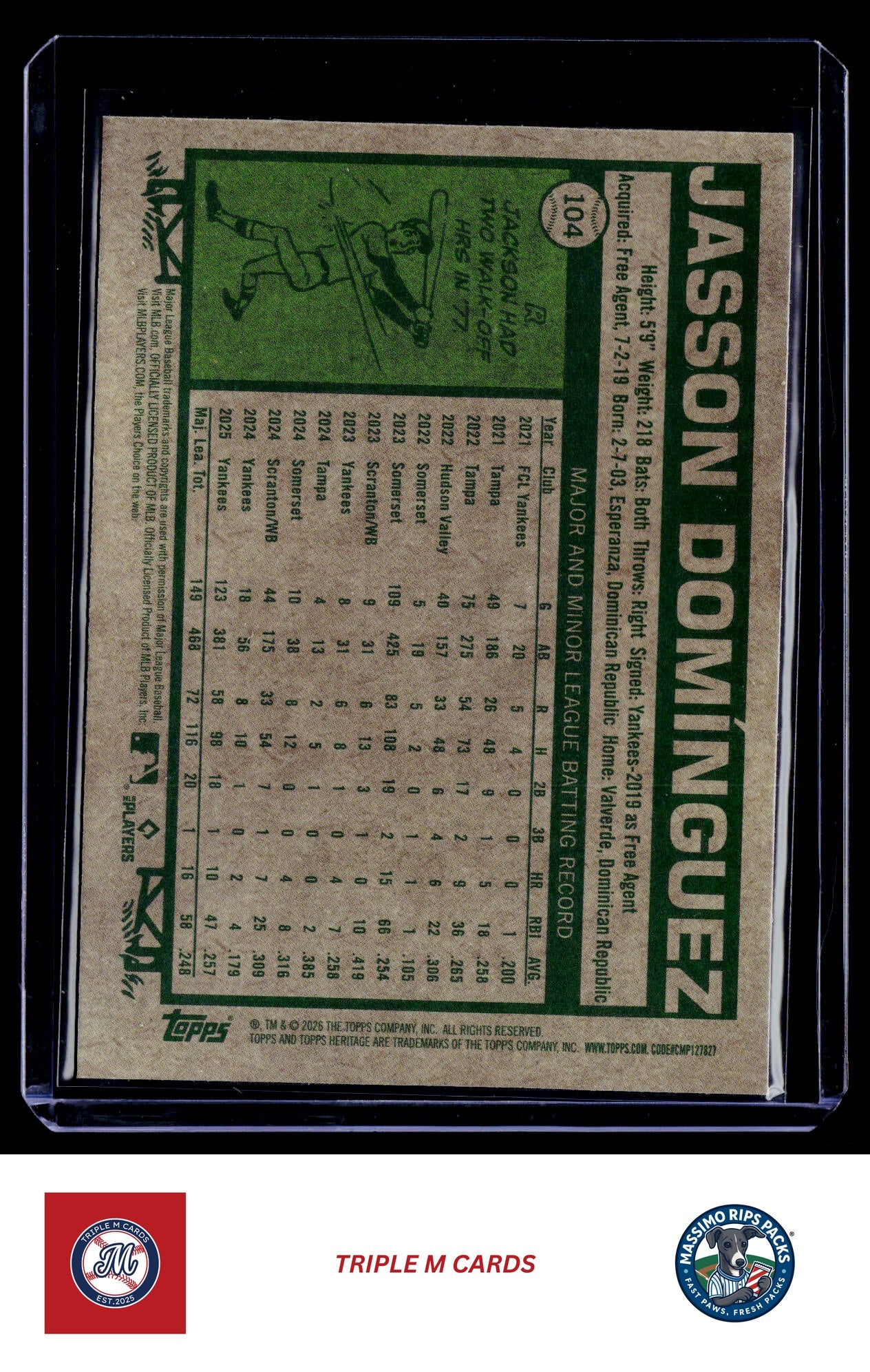 2026 Topps Heritage #104 Jasson Domínguez Chrome Light Blue Sparkle Refractors