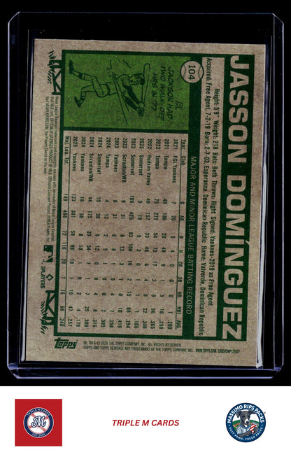2026 Topps Heritage #104 Jasson Domínguez Chrome Light Blue Sparkle Refractors