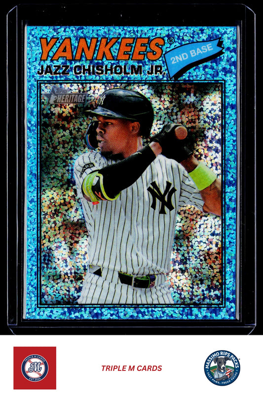 2026 Topps Heritage #196 Jazz Chisholm Jr. Chrome Light Blue Sparkle Refractors