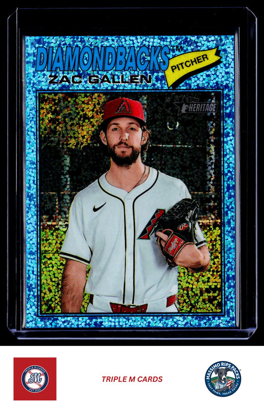 2026 Topps Heritage #254 Zac Gallen Chrome Light Blue Sparkle Refractors