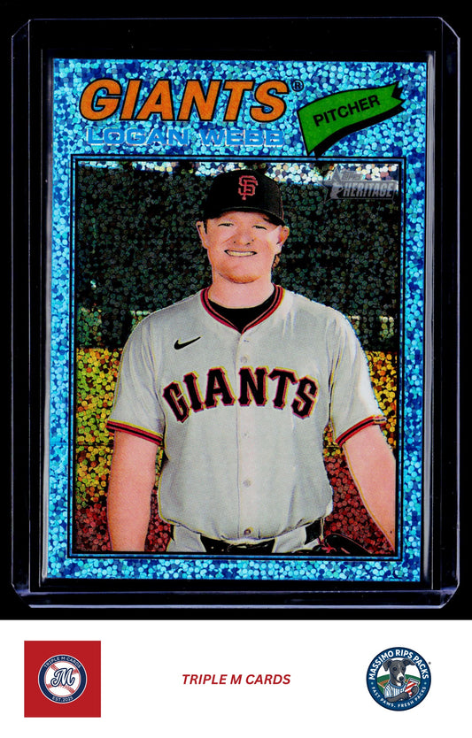 2026 Topps Heritage #82 Logan Webb Chrome Light Blue Sparkle Refractors