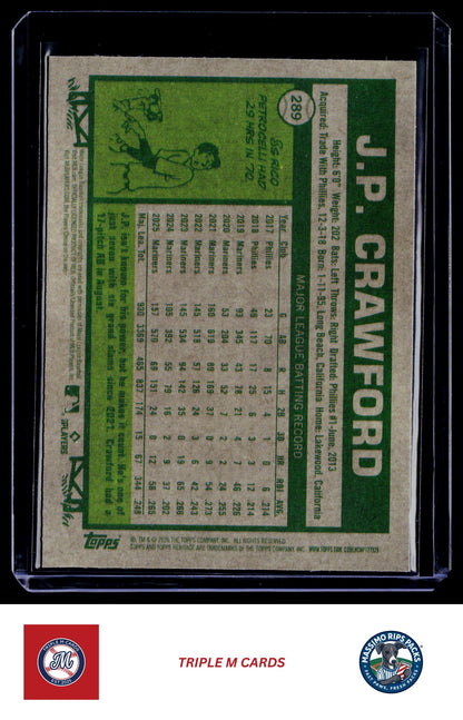 2026 Topps Heritage #289 J.P. Crawford Chrome Light Blue Sparkle Refractors