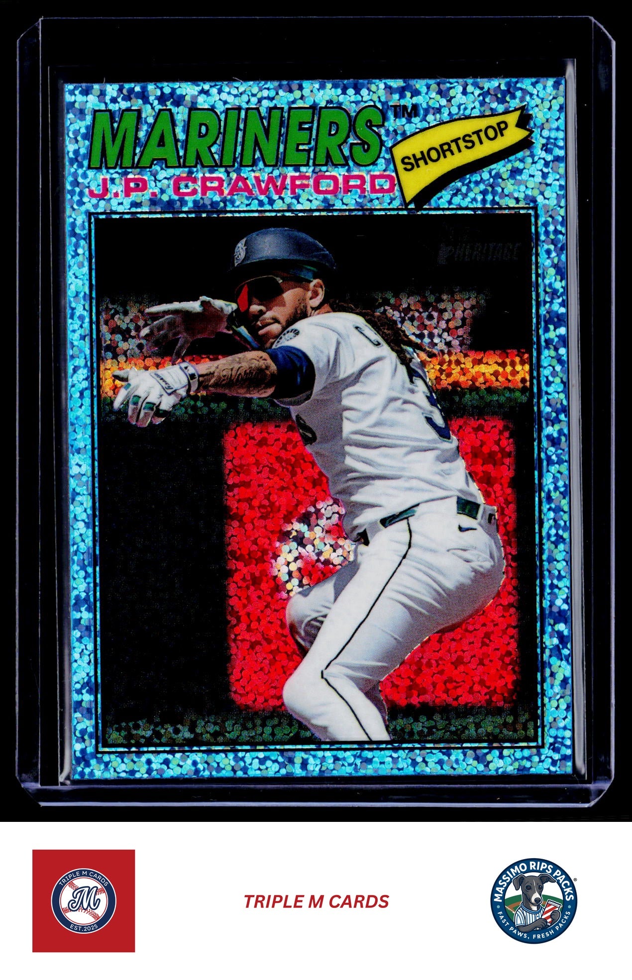 2026 Topps Heritage #289 J.P. Crawford Chrome Light Blue Sparkle Refractors