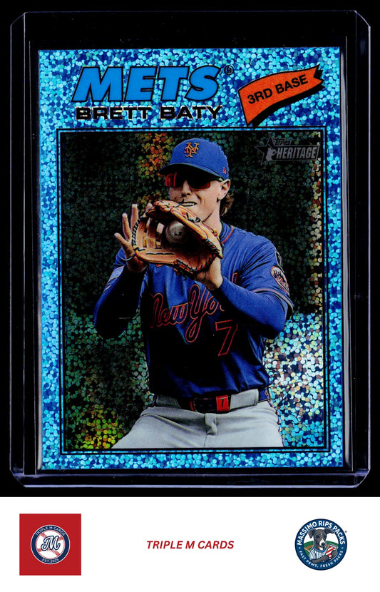 2026 Topps Heritage #19 Brett Baty Chrome Light Blue Sparkle Refractors