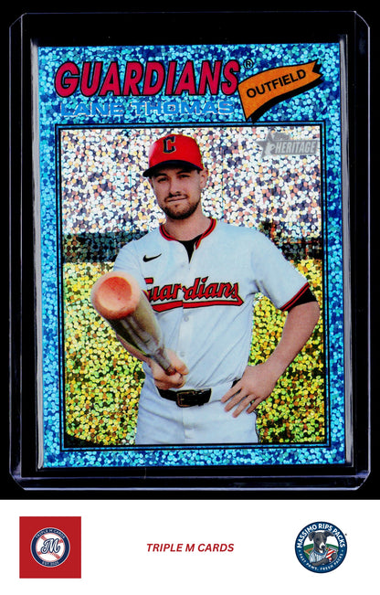 2026 Topps Heritage #285 Lane Thomas Chrome Light Blue Sparkle Refractors
