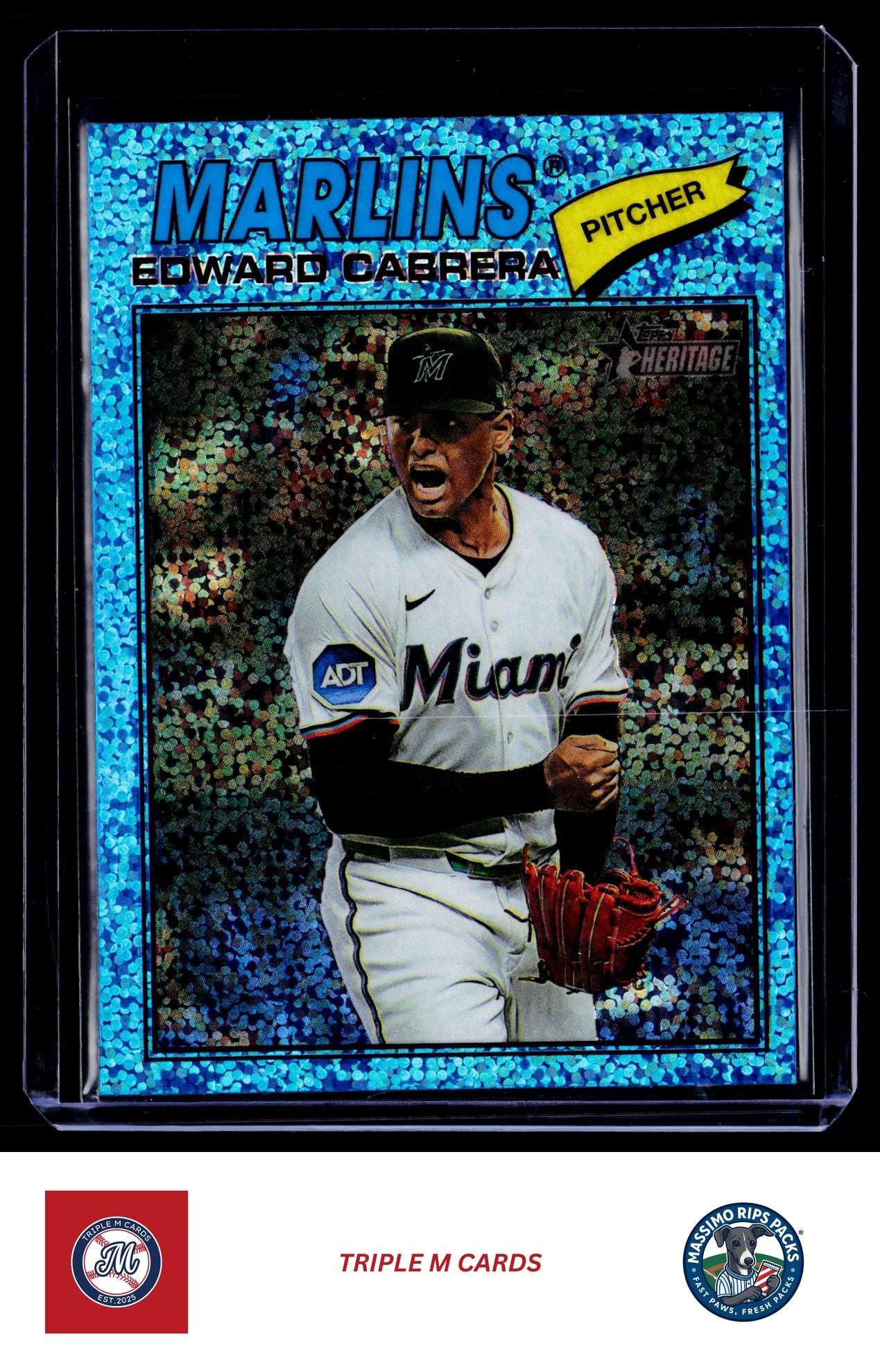 2026 Topps Heritage #169 Edward Cabrera Chrome Light Blue Sparkle Refractors
