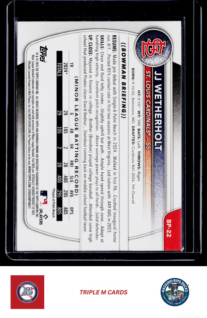2025 Bowman #BP-22 JJ Wetherholt Prospects