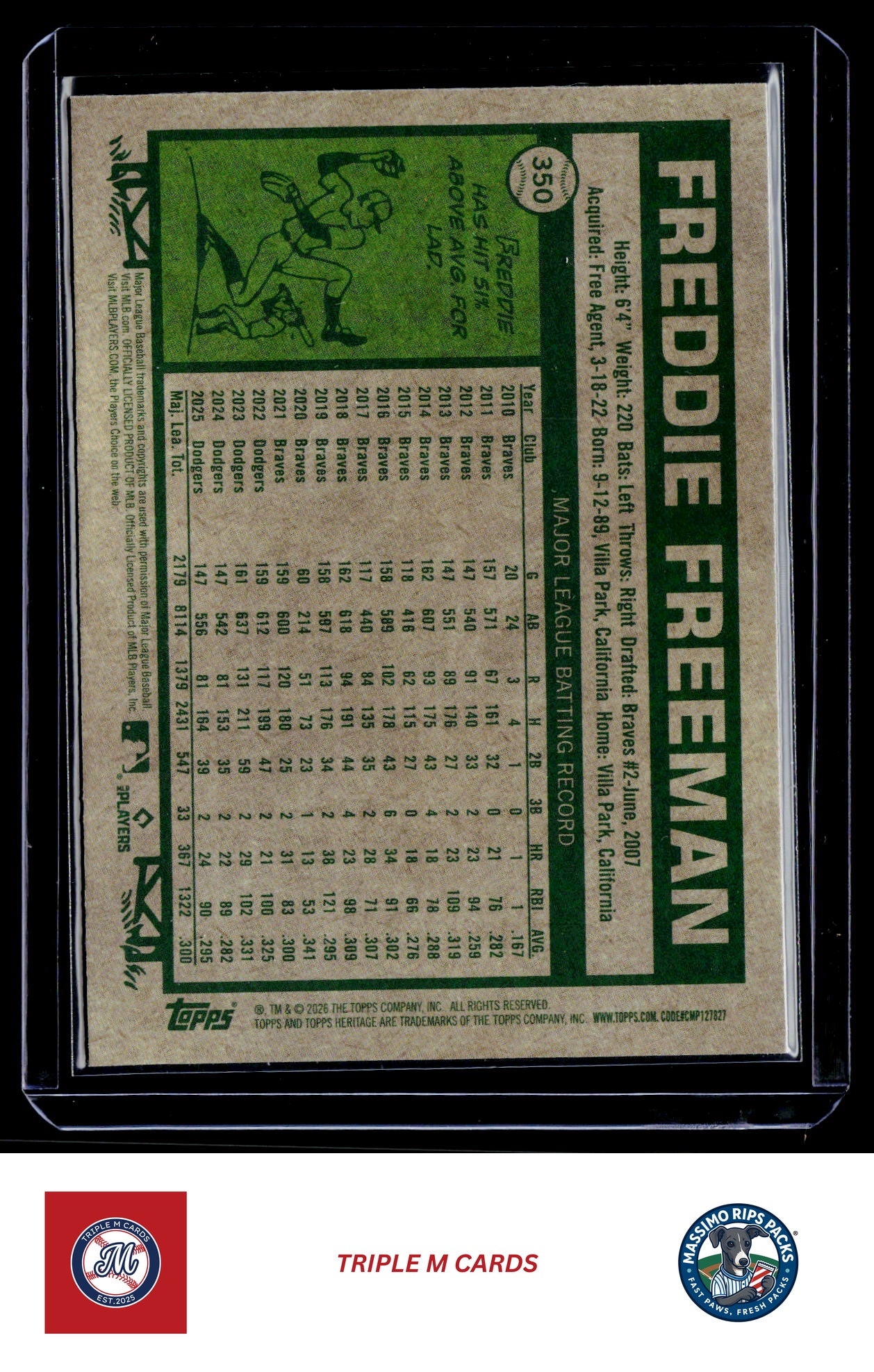 2026 Topps Heritage #350 Freddie Freeman Chrome Light Blue Sparkle Refractors